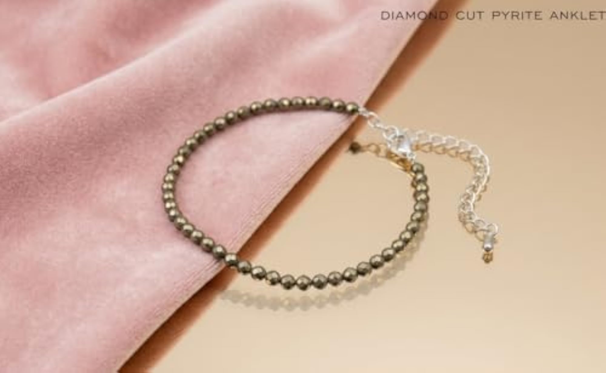 Diamond Cut Pyrite Anklet, Adjustable Chain for Women