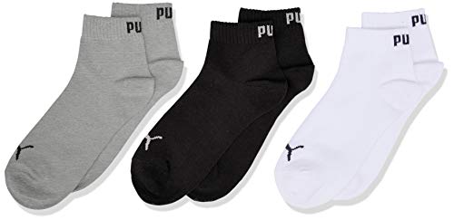 Puma Quarter 3P, Chaussettes de Sport Garçon, Gris (Grey/White/Black 803), 35-38 (Taille fabricant:035) (Lot de 3)