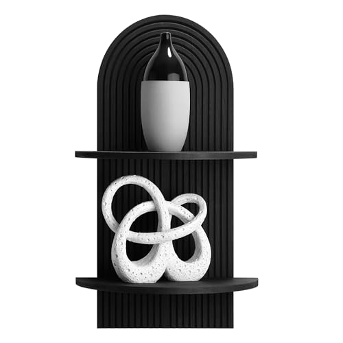 Image of American Art Decor Lunar Ledges Wall Shelf in Black - 23.75 inch x 14 inch