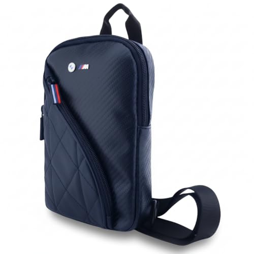 CG Mobile BMW Sac à dos pour homme et femme avec sangle réglable, cuir synthétique et carbone, logos métalliques, sac à dos tendance décontracté avec...