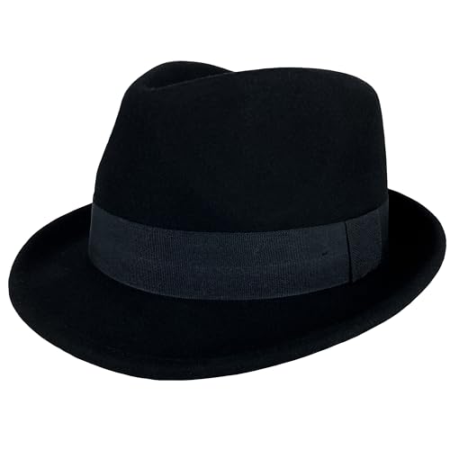 Image of FREEBIRD99 100% Wool Felt Panama Fedora Hat Short Brim Trilby Flat Hat for Men Women