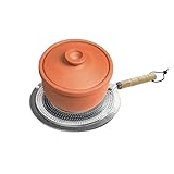 Kitchen Heat Diffuser for Gas & Electric Stove Cooktop – Ideal for Clay Pots, Tagines, Moka Pots, Cookware - Simmer Plate Heat Disperser for heat ranges – Safe Wooden Handle – Heat-Resistant