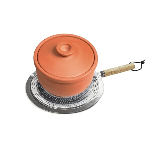 Kitchen Heat Diffuser for Gas & Electric Stove Cooktop – Ideal for Clay Pots, Tagines, Moka Pots, Cookware - Simmer Plate Heat Disperser for heat ranges – Safe Wooden Handle – Heat-Resistant