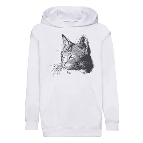 Sweat à capuche enfant chat croquis art idéal pour l'école et le jeu