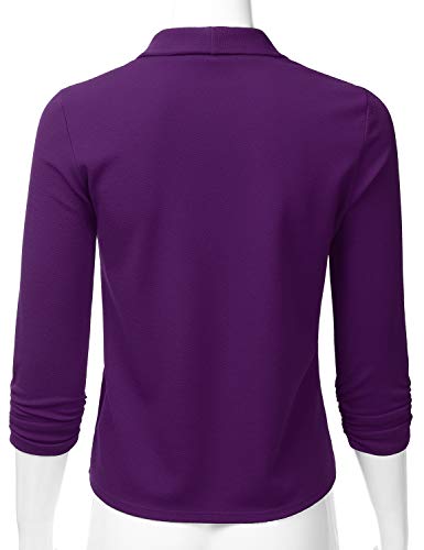 Eimin Women's 3/4 Sleeve Blazer Open Front Office Work Cardigan Jacket Plum 1Xl #TOP2