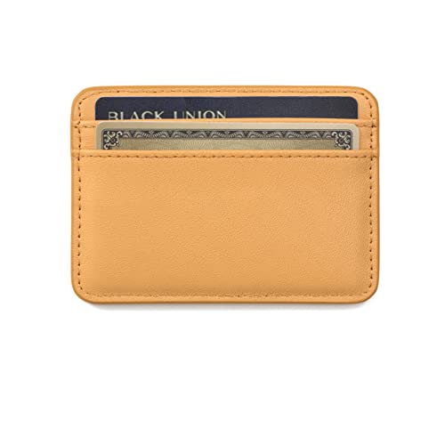 Cockatoo Women's Leather Minimalist Card Case Front Pocket Wallet (Dark Pumpkin) #TOP2