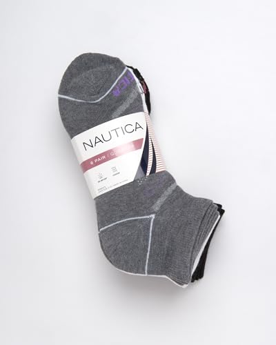 Image of Nautica Womens Quarter Socks Athletic Cushion Moisture Wicking Socks 6 Pack | Stretch Performance Dri-Motion Fabric, Cushioned with Arch Support, Breathable Mesh Panels, Quarter Cut, Shoe Size 4-10
