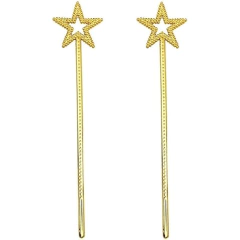 GIYOMI Star Wand,2 Pieces13 Inches Gold Fairy Princess Angel Wand Sticks for Girls Costume Birthday Party Wedding Halloween Christmas Cosplay Cover