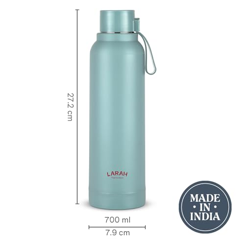 Image of Larah by Borosil 700 ml Orbit Mint Stainless Steel Water Bottle | Made in India Pu Insulated Thermoware | Leakproof, BPA Free| Bottle for Office, School, College & Gym, Daily Use | 1 Year Warranty