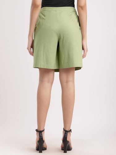 Image of FableStreet Women Skort Casual Wear | Overlapping Panel Design with Mid-Rise Fit & Open Pockets | Cotton Linen Woven Fabric for Everyday Comfort & Minimalist Style