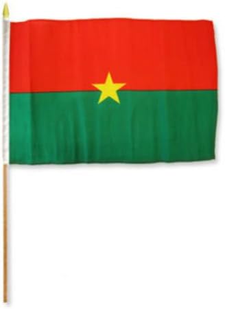 12''x18'' Wholesale Lot of 12 Burkina Faso Stick Flag wood staff - Party Decorations Supplies For Parades - Prime Outside, Garden, Men Cave Decor Flag