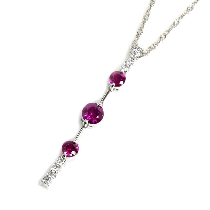 Amazon.co.jp: K18WG ホワイトゴールド 2Way ネックレス ルビー0.40ct 