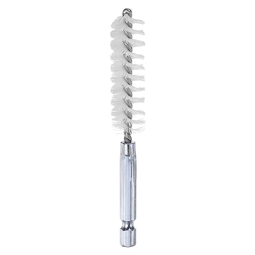 HARFINGTON Nylon Bore Brush 14mm Dia 4" Long Cleaning Twisted Wire Brush with Handle 1/4" Hex Shank for Tubes, Ports, Bearings
