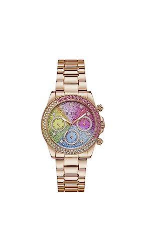Guess Montre Complication Femme avec Cadran Rose Analogique et Bracelet en Acier Inoxydable Or Rose GW0483L3