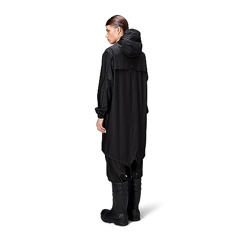 Image of RAINS Fishtail Parka - Waterproof Longline Raincoat, Men and Women | Waterproof PU parka for men and women; 5000 mm water column, welded seams, fishtail hem, hood, windproof, longline coverage