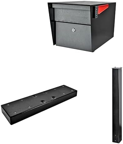 Mail Boss Mail Manager X2 In-Ground Mount Combo Kit Locking Metal Standard Mailbox - Black/Granite