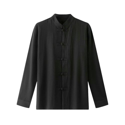 Chemise en coton mélangé homme col mandarin finitions rétro