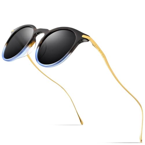 Trendige Sonnenbrille für Herren, Vintage, runde Sonnenbrille für Damen, hochwertige verspiegelte UV400-Töne