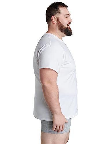 Fruit of the Loom Camiseta masculina Stay Tucked Crew, Big Man - Branco - Pacote com 6, XXG