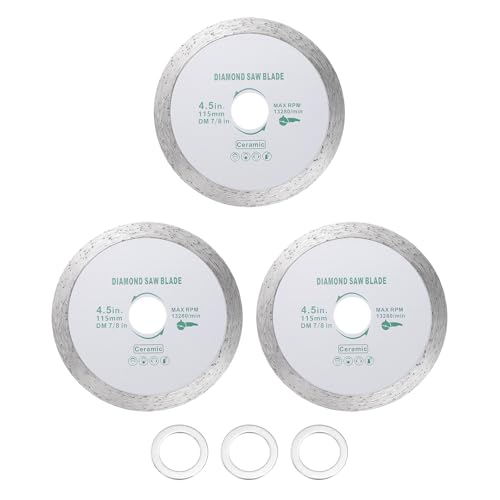 Disque diamant 114mm lot de 3 lames pour meuleuse d'angle bague de réduction 2mm incluse