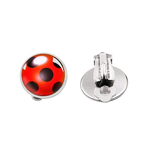 Clip on Earrings No Pierced Silver Ear Cuff Black Spot Red Earrings Halloween Cosplay Girls Little Beetle Ear Hoop4