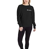 Champion Women's Powerblend Crew, Left Chest Script, Black-y08160, Medium