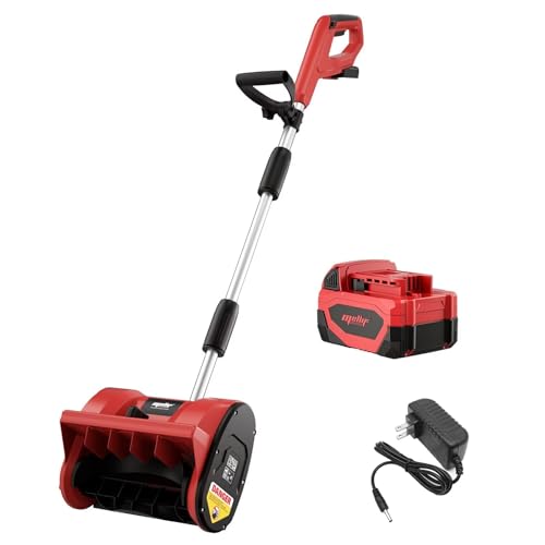 Mellif Brushless Snow Shovel with 4.0Ah Battery & Charger Kit 12in. Clear Width 6in. Clear Depth 17ft. Throw Distance Heavy-Duty Cordless (Red)