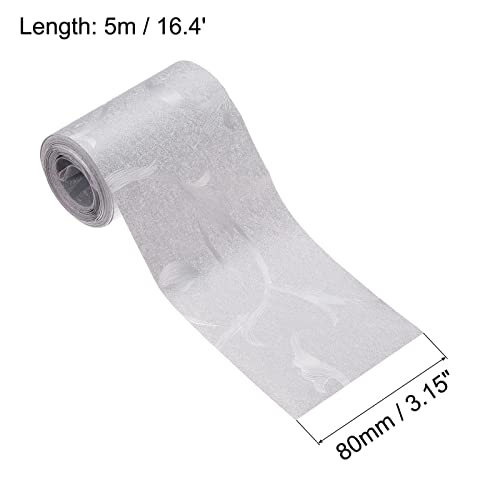 Image of uxcell Waterproof Peel and Stick Decorative Tape Self Adhesive 3.15 inch W x 16.4'L PVC Removable Tape for Wall Edge Silver Tone with Pattern