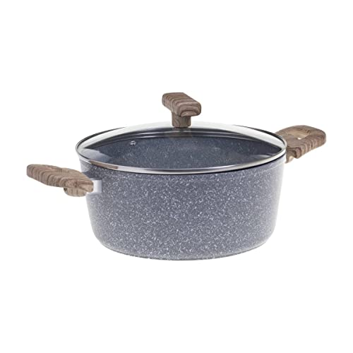 Secret de Gourmet - Faitout avec couvercle D 24 cm en Aluminium Forgé aspect pierre Ligne Nature Tous feux