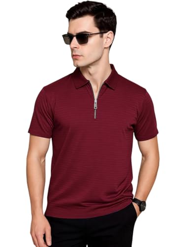 Image of Preneum Men's Polo T‑Shirt | Comfortable Rich Polycotton, Band Collar, Regular Fit | Stylish & Premium All Day Wear (Available in Plus Sizes)