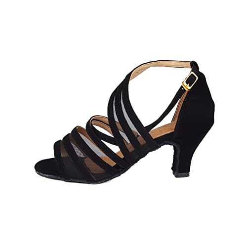 Chaussures de danse latine pour femmes d'une élégance noire avec talons hauts
