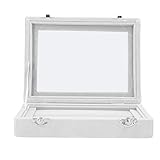 Joyero Elegante con 7 Ranuras, Soporte de Terciopelo, Vitrina para Pendientes, Pulsera, Regalo Ideal para Madre, Novia, Hermana, Aniversario, Cumpleaños, Acción de Gracias (WHITE)