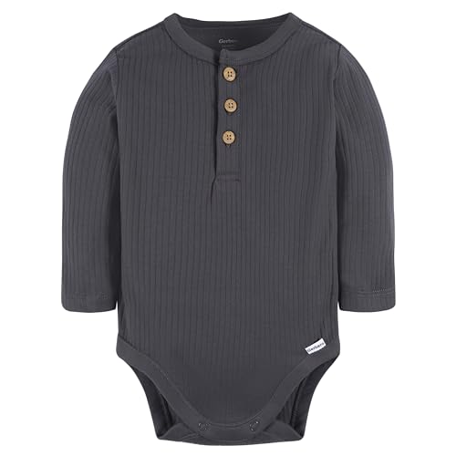 Gerber Baby Boys' 2-Pack Bodysuits, Charcoal Green, 0-3 Months2