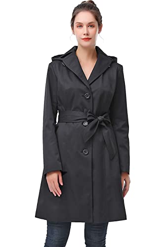 Image of BGSD Women Aleah Waterproof Hooded Trench Coat Black Plus Size 1X