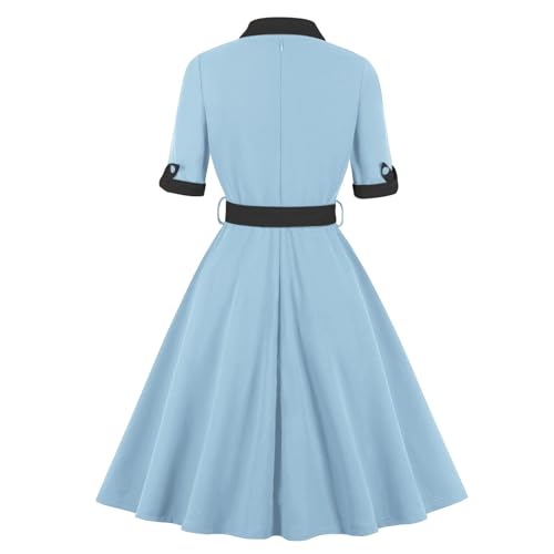 Vestido de noche retro de los años 50 con falda acampanada y elegante cuello en V 4