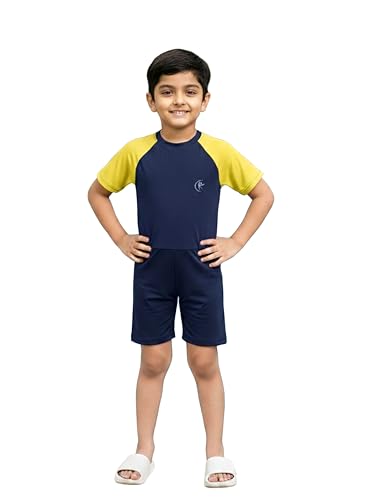 Image of KiddoPanti Boys & Girls Half Sleeve Mid Thigh Length Swim Suit