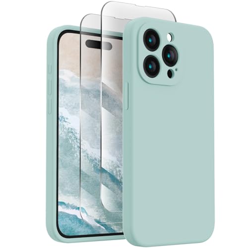 Image of FireNova Designed for iPhone 15 Pro Case, Silicone Upgraded [Camera Protection] Phone Case, Soft Anti-Scratch Microfiber Lining Inside, 6.1 inch, Mint Green