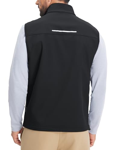 Image of M MAELREG Mens Vests Outerwear Windproof Lightweight Softshell Vests Zip Pockets Sports Sleeveless Jacket Golf Vests for Men