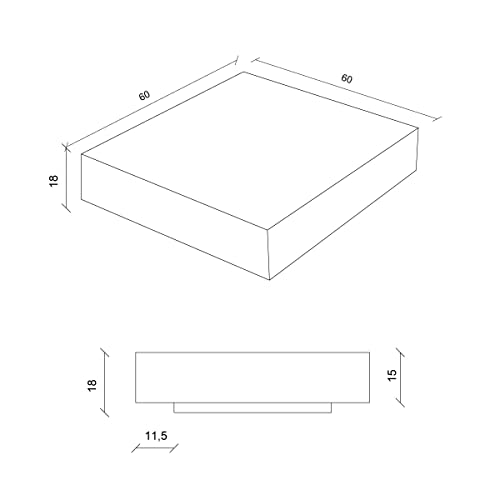Niedriger Couchtisch Square, Couchtisch, Niedriger Couchtisch, 60 x 60 x 18 cm (rustikale Eiche) – Bild 3
