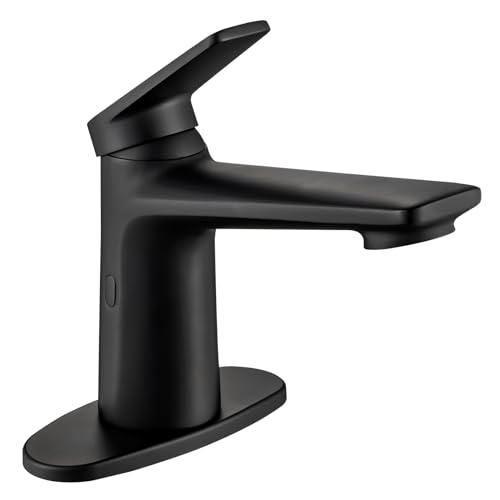 GOESMO Touchless Smart Bathroom Faucet for 1 or 3 Holes, Automatic Sensor Faucet 1 Handle, Adjustable Cold & Hot Temperature & Water Flow, Short & Long Instruction Modes, Metal Matte Black Bath Faucet