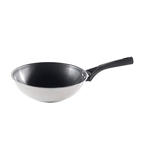 Pyrex Expert Wok de 28 cm, Acero Inoxidable, Negro y Gris, 0 cm