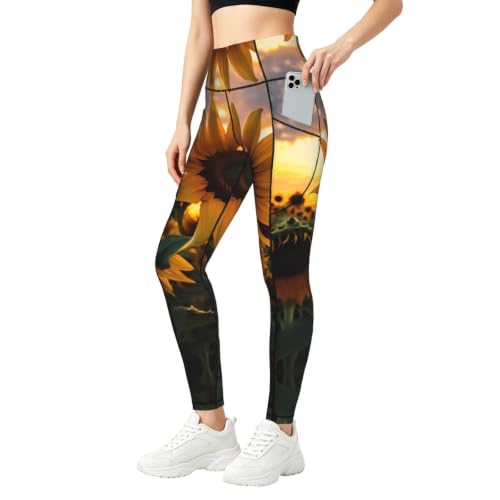 Leggings elásticos de cintura alta Farm Sunflower pantalones de yoga cómodos para mujer