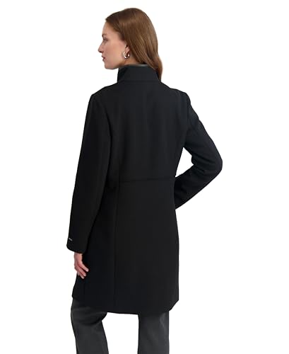 Image of TAHARI Women's Slim Fit Soft Wool Blend Walker Coat With Pu Trim, Stretch Lining & Front Button Closure