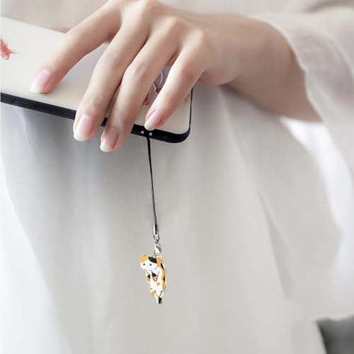 ZORBES® 6Pcs Cute Cartoon Kitty Mobile Phone Charms with Line Loop,Kawaii Cat Charms for Phone Case,Chain Mobile Accessories Good Luck Lanyard for Women Girls - Bag