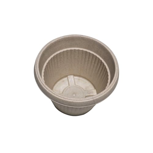 Image of Harshdeep Flower Pots for Home Decoration - Bello - Indoor Living Room Balcony Garden Decorative Round Earth Friendly 10 Inch Planter Made of Bamboo and Rice Husk Recyclable Set of 4 (Cream)