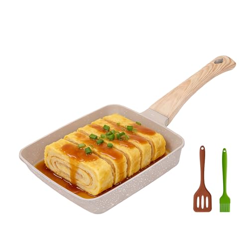 Tamagoyaki Pan Nonstick Japanese Egg Omelet Pan with Spatula & Brush