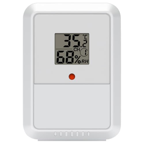 Urageuxy Außensensor für Wetterstation, Misst Temperatur & Luftfeuchtigkeit im Freien, Reichweite bis 100M(leerer Raum), ideal zur...