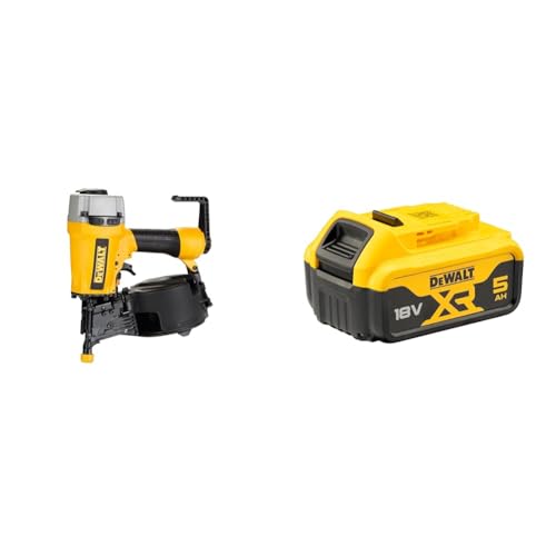 Image of DEWALT DPN64C-XJ Compact Pneumatic Coil Nailer with 225 Nail Magazine Capacity + DEWALT Battery