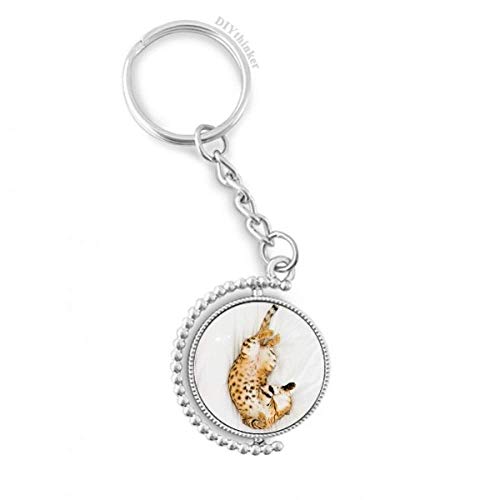 Llavero de gato ocelot giratorio ideal para colgar en mochilas y organizar llaves de casa