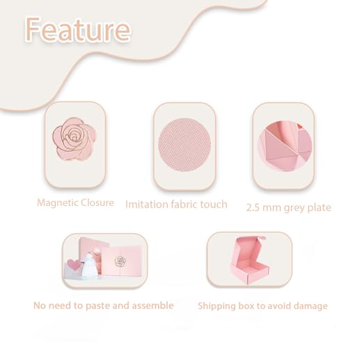 Elegant Small Pink Gift Box for Women with Lid & Accessories - Reusable Magnetic Closure Gift Box for Birthday,Wedding & Bridesmaid Proposal-Romantic Gift Presentation Set for Mother's Day & Valentine's Day - Image 6